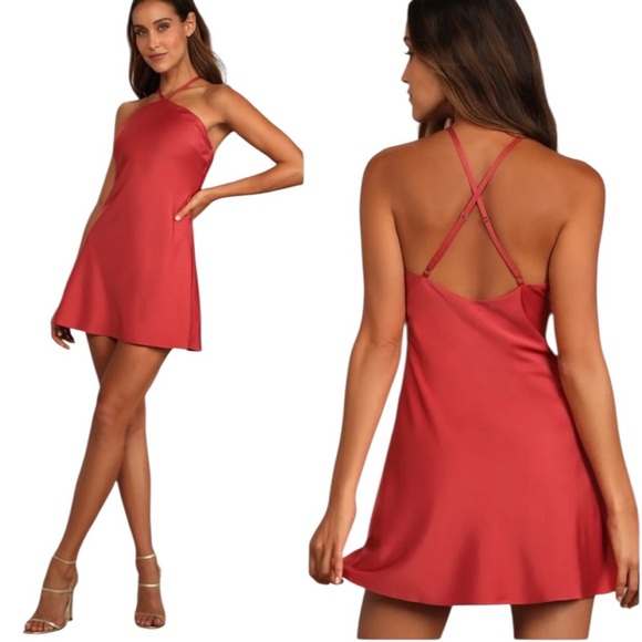Lulu's Strappy Red Backless Dress Size Medium. E18 - Picture 1 of 13